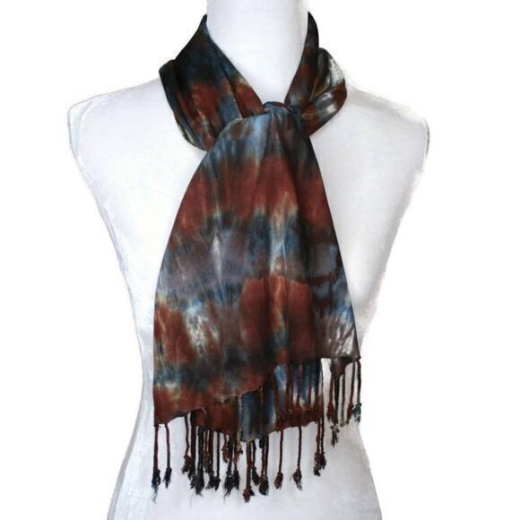 NEW Artisan Hand‎ Dyed Scarf with Fringe - Picture 2 of 8